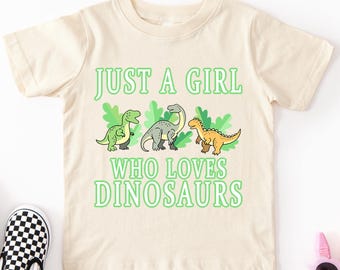 Organic Cotton Dinosaur Shirt: Toddler Girls Birthday Gift, Dino Lover Tee