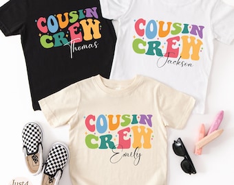 Custom Name Cousin Crew Organic Cotton Kids Shirt, Baby Bodysuit New Cousin Gift