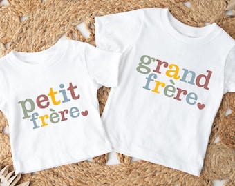 Chemise Grand Frère en coton bio pour tout-petit, tenue de révélation de grossesse, t-shirt pour faire-part de frère