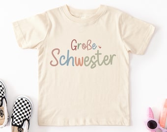 Organic Cotton Big Little Sister Shirts, Matching Siblings, Baby Announcement Tee