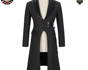Men's Gothic Steampunk Tailcoat: Punk Vampire Cosplay Costume