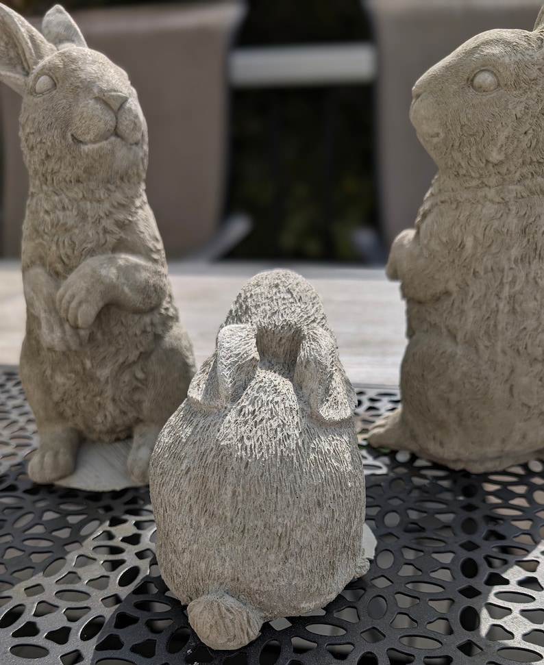 Handcrafted Peaceful Concrete Rabbit Statue - Etsy