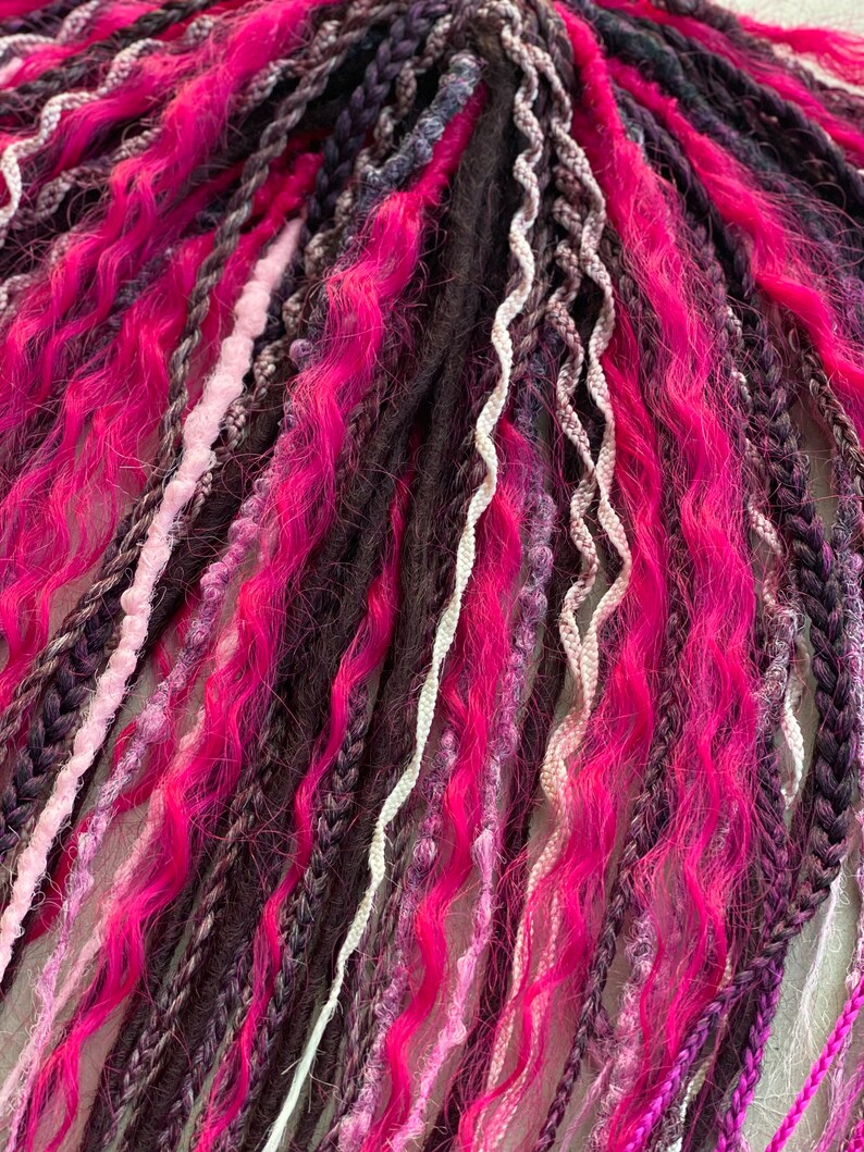Pink Dreads De Full Set Dreadlocks Black Purple Braids Synthetic Dreads Extensions Double Ended