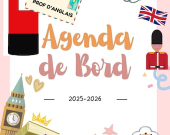 Agenda numérique pour professeurs d'anglais 2025–2026. Planner complet à imprimer. Spécial enseignants en France FR.