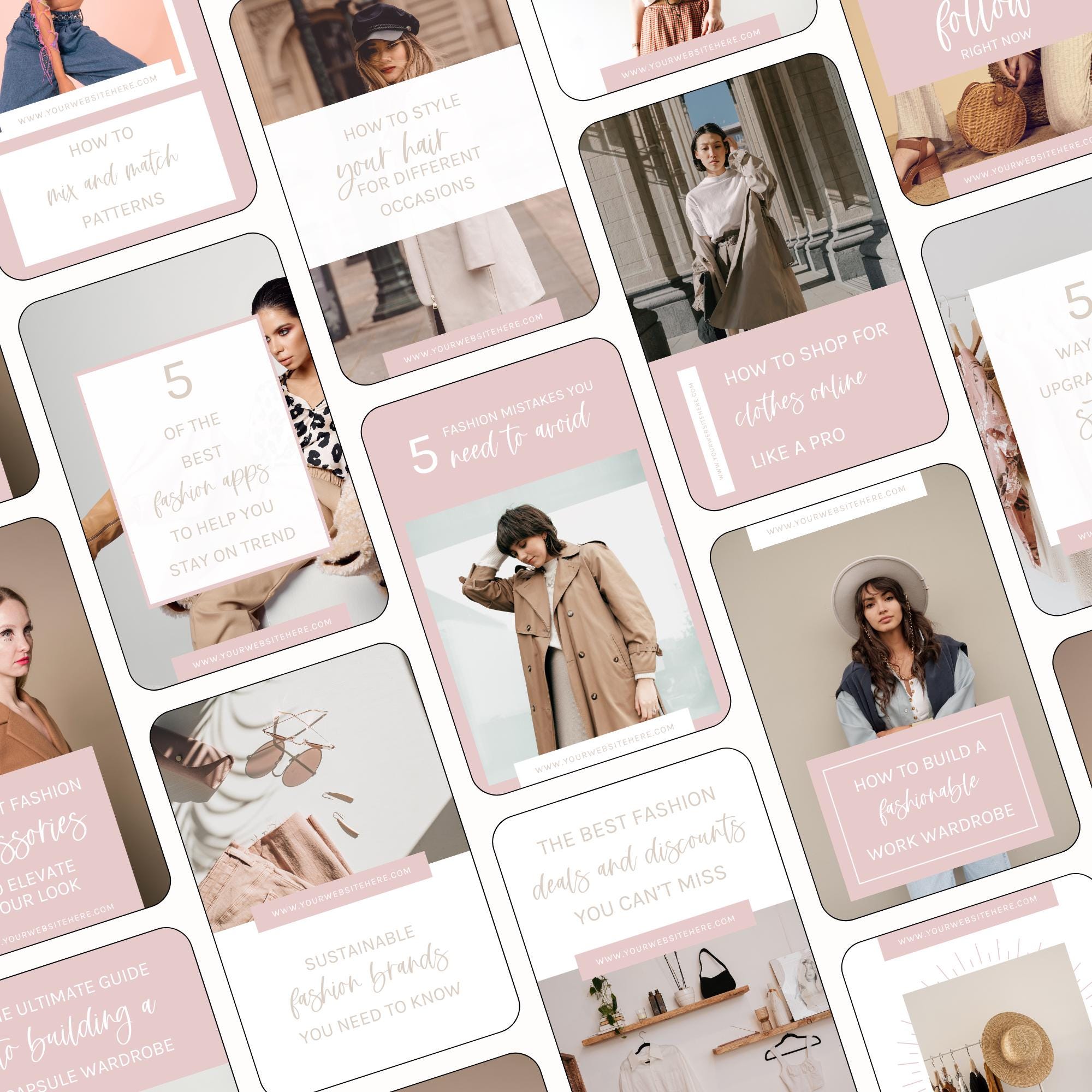 Bubblegum Pink Pinterest Pin Templates | Canva Editable Pins (digital ...