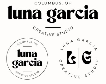 Creative Studio Logo Template Canva, DIY Business Logo, Editable Feminine Branding Kit, Premade Small Business Logo