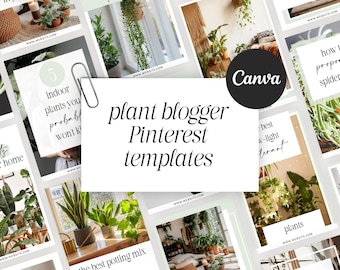 Plantillas para Pinterest, plantillas de Canva para Pinterest, paquete de plantillas para Blogger, plantillas de contenido sobre plantas, gráficos editables de Canva.