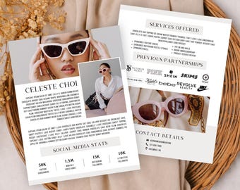Plantilla de kit de prensa para influencers en Canva, plantilla de portafolio UGC, kit de prensa de dos páginas, presentación para creadores de contenido, kit de colaboración con marcas editable