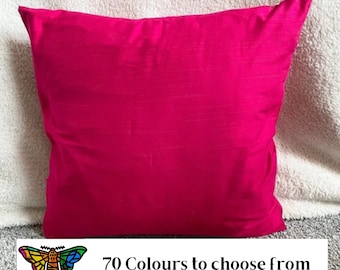 Cojines de seda cruda y algodón hechos a mano en el Reino Unido. 40, 45, 50 y 56 cm. 70 colores. Tejidos a mano en la India. Estilo sobre. Regalo decorativo. Decoración del hogar.