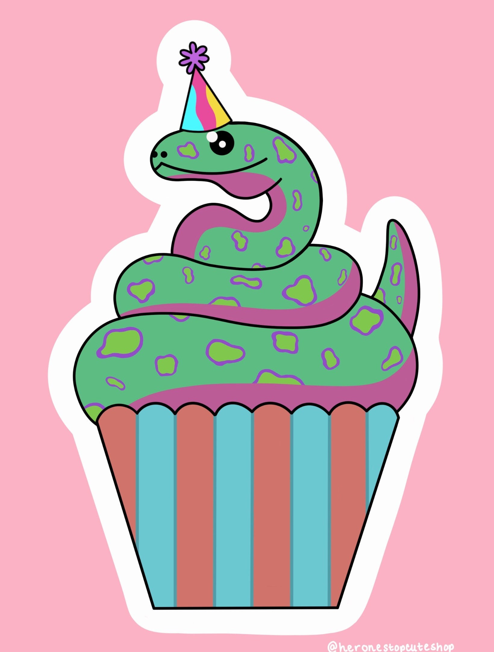 Snake Cupcake Sticker - Etsy