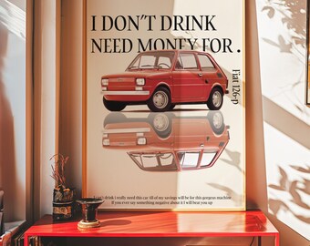 Vintage Fiat 525 Sedan Poster Advert, Art Deco Italian Advert Print for ...