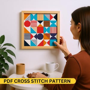 Geometric Cross Stitch Patterns | Retro & Modern Abstract Designs | Instant Download PDF | DIY Home Decor
