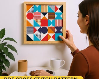 Geometrische Kreuzstichmuster | Moderne abstrakte Designs | Sofortiger Download PDF | DIY Wohnkultur