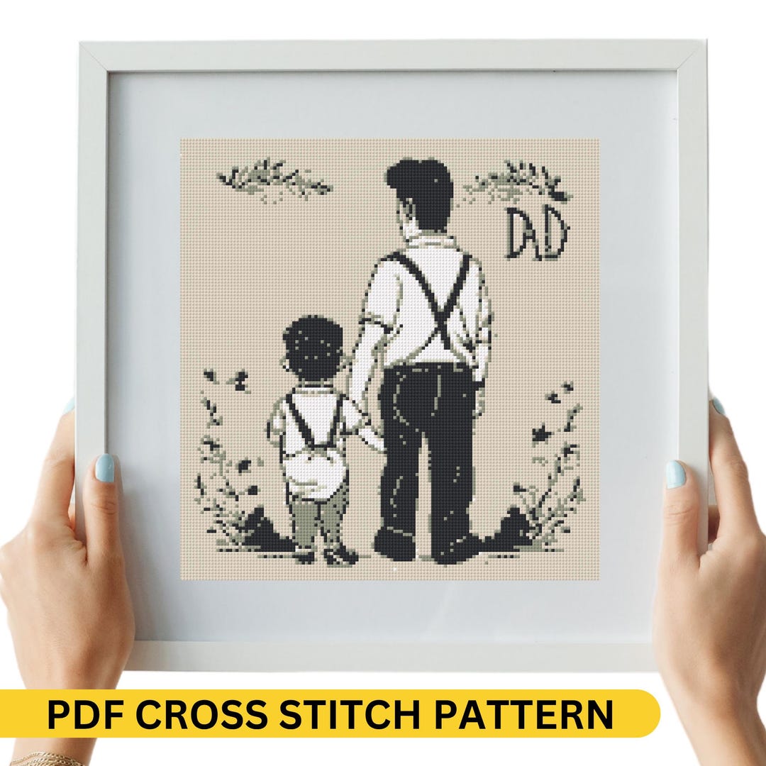 Father Son Pattern Father and Son Monochrome Cross Stitch Pattern PDF | Heartwarming ...