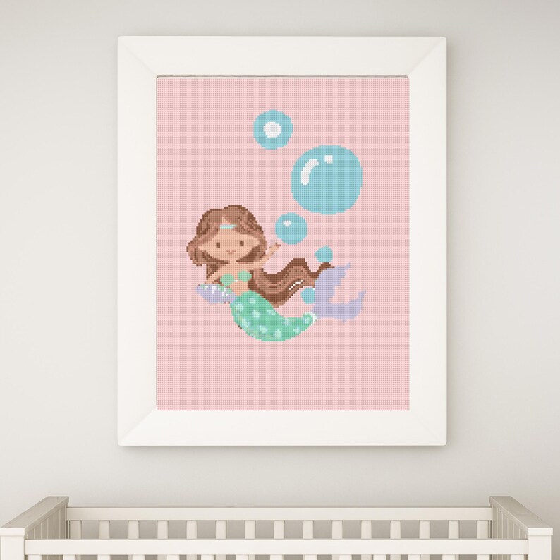 Cute Mermaid Cross Stitch Pattern | PDF Instant Download | Fantasy ...