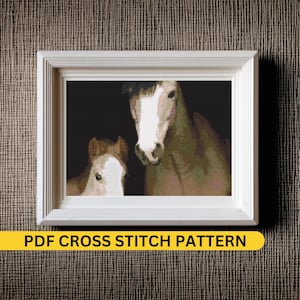Mother and child Mustang Horse Cross Stitch Pattern PDF Instant Download Wild Western Embroidery best friend Christmas gift