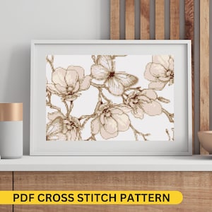 Sakura Cross Stitch Pattern  Cherry Blossom Digital Cross Stitch PDF Floral Embroidery Pattern Unique Thoughtful Handmade Gift for Her