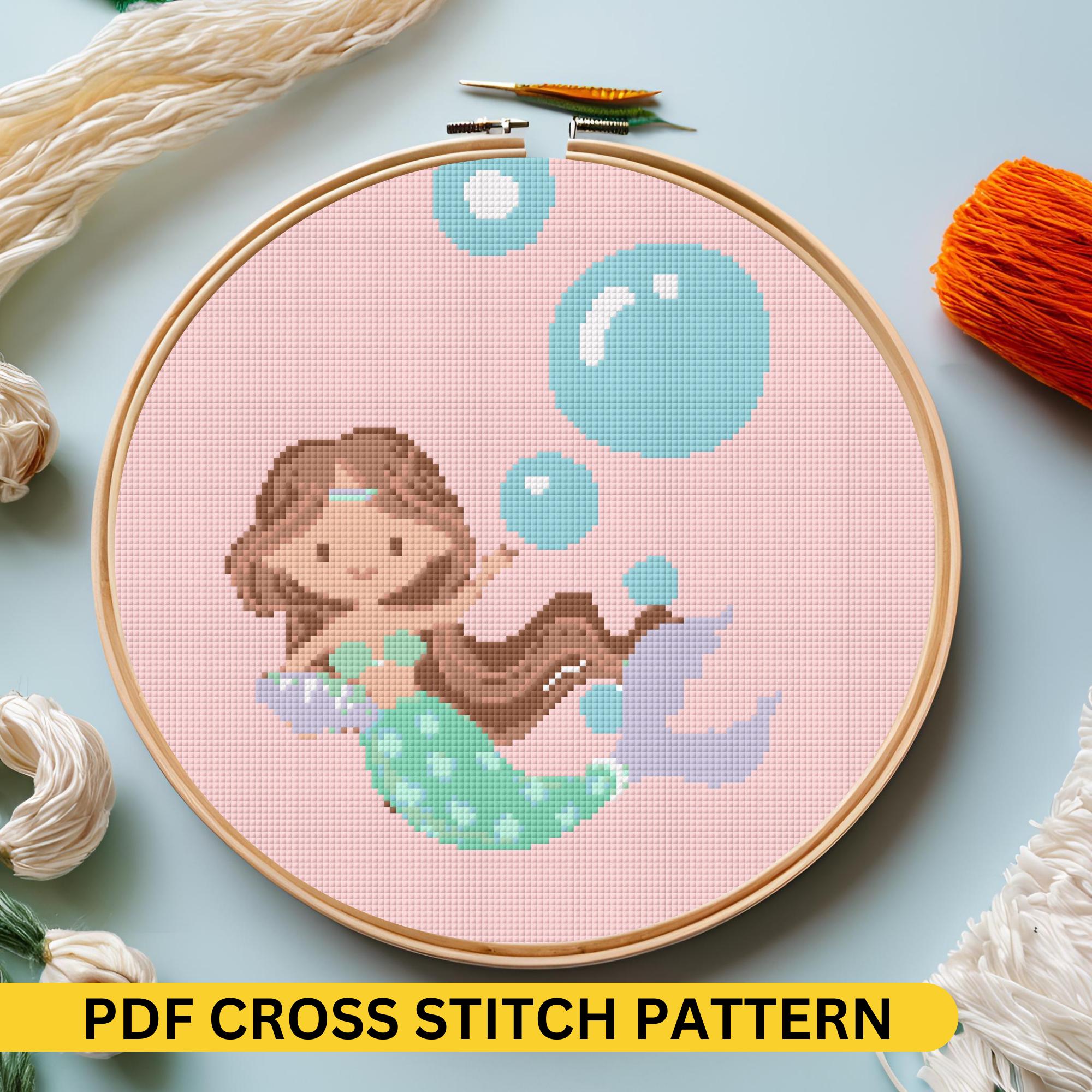 Cute Mermaid Cross Stitch Pattern | PDF Instant Download | Fantasy ...