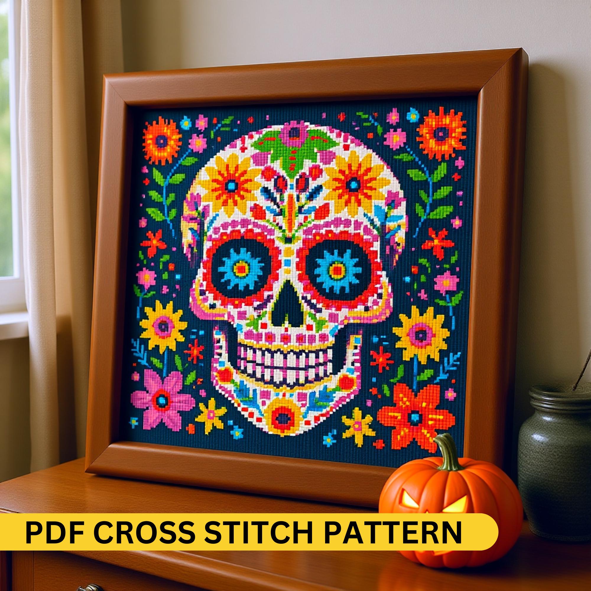 Sugar Skull Cross Stitch Pattern PDF - Day of the Dead Embroidery ...