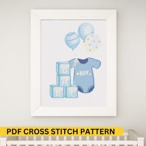 Baby Boy Nursery Cross Stitch Pattern PDF file Its a Boy gender reveal decor Charming for Newborn Room DIY project
