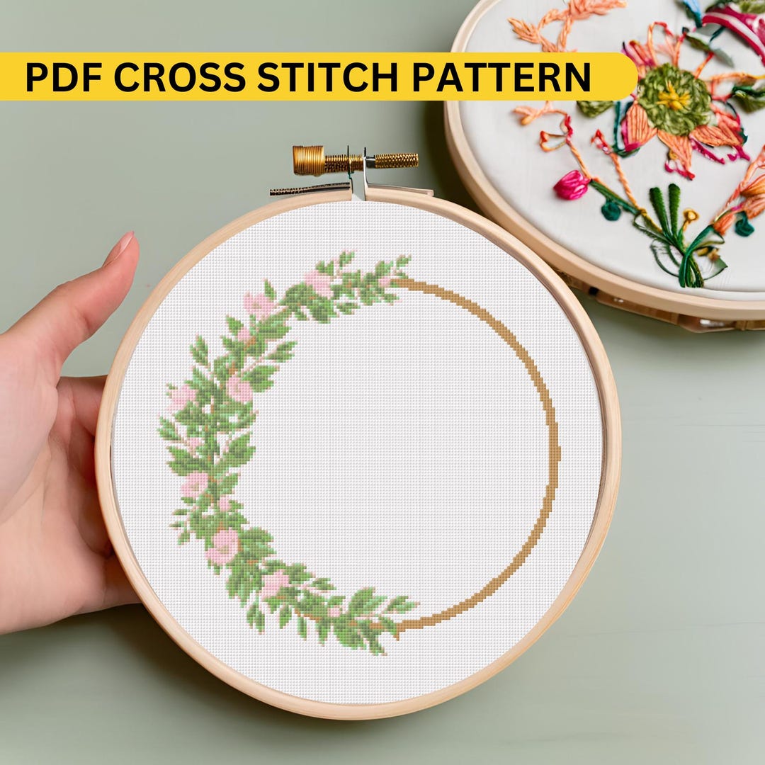 Green Floral Border Cross Stitch Pattern PDF - Instant Download - Cross ...
