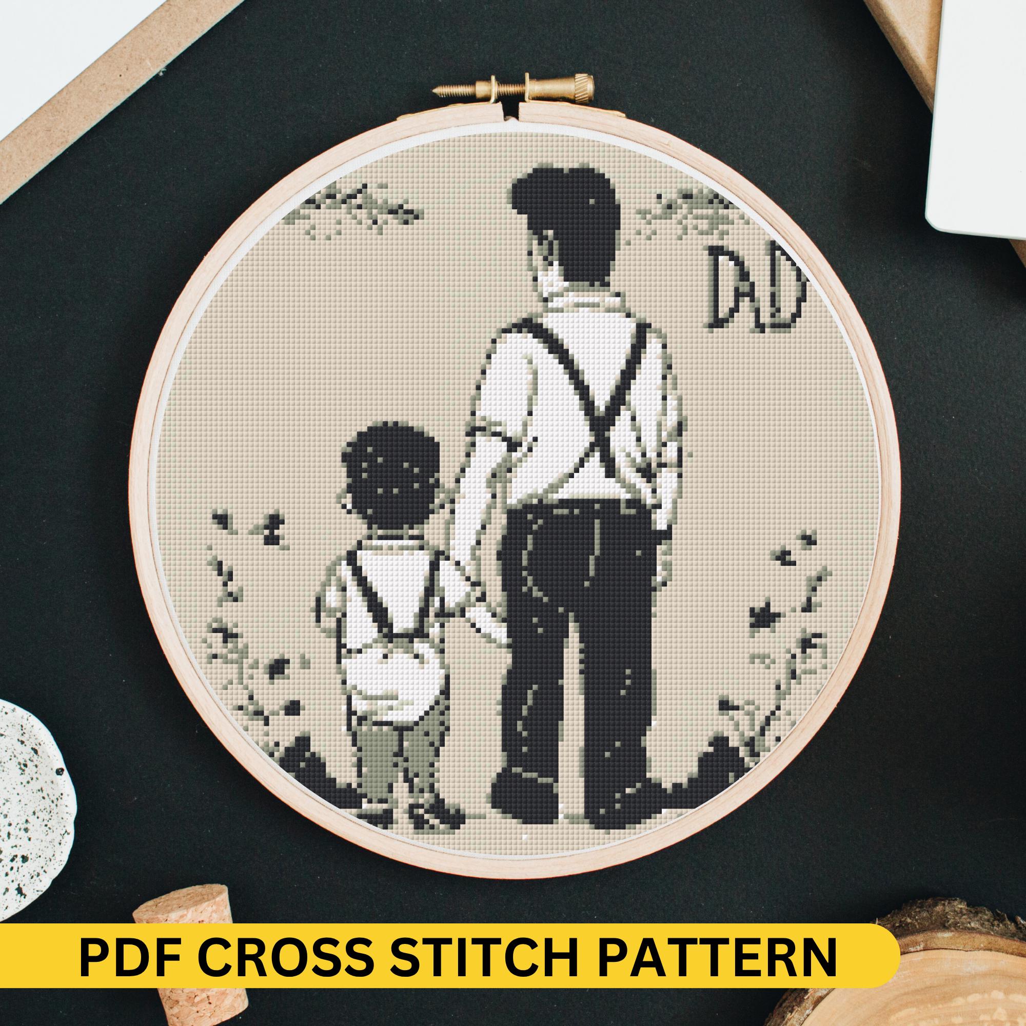 Father Son Pattern Father and Son Monochrome Cross Stitch Pattern PDF | Heartwarming ...