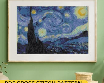 ヘックスアート ヴァン・ゴッホ 星月夜 クロスステッチキット、傑作