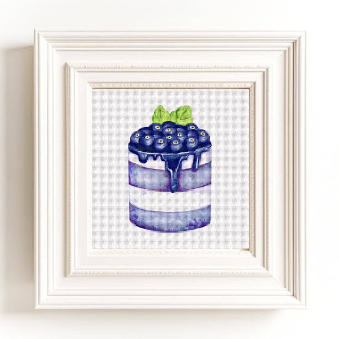 Blueberry Cake Cross Stitch Pattern | Dessert Embroidery Design | Sweet ...