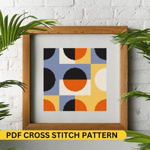 Modern Geometric Cross Stitch Pattern PDF | Abstract Circle Wall Art Embroidery Design | Contemporary Digital Download Needlepoint Chart