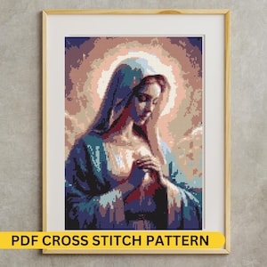 Virgin Mary Cross Stitch Pattern | Religious Embroidery PDF | DIY Catholic Home Decor | Instant Download | Best Gift for Her