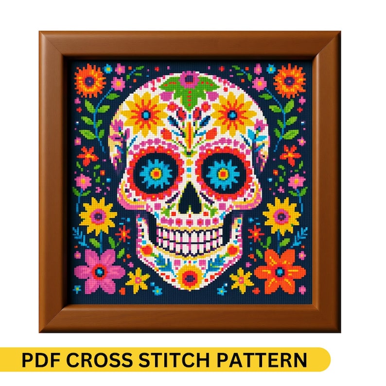 Sugar Skull Cross Stitch Pattern PDF - Day of the Dead Embroidery ...