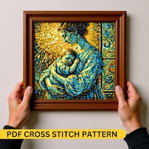 Mother and Child Cross Stitch Pattern inspired by Vincent Van Gogh inspired  Masterpiece embroidery pattern best for home art Gallery