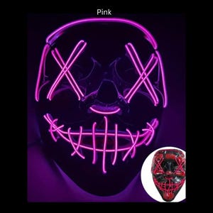 Duo Color, Glowing Mask, Purge Mask, Neon Lights, Party Mask, Halloween, LED Mask, Costume Design, Festival And Party