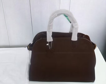 Bolso de mano de ante / Bolsos de mano de cuero de lujo / Para mujer / Bolso bandolera / Bolso de asa superior / Bolsos de ante / Margaux 15 / Mensajero grande