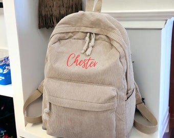 Backpack | Kids School Rucksack | Personalised Bag | Corduroy Backpack | Shoulder Bag | Laptop Bag | Custom Name Bag | Everyday Commuter Bag
