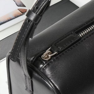 The Row Black Leather Pencil Bag Minimalist Bag With Handles Margaux 90s Bag Cowhide Bag Margaux Row Leather Shoulder Bag image 5