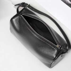 The Row Black Leather Pencil Bag Minimalist Bag With Handles Margaux 90s Bag Cowhide Bag Margaux Row Leather Shoulder Bag image 4