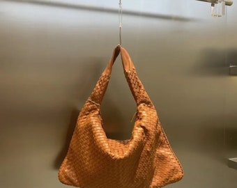 Sac pour boulettes en cuir | Sac à bandoulière pour femme | Sac tissé noueux | sac à main vintage | à main avec poignées | à bandoulière | Sac en cuir décontracté