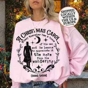 Felpa unisex su &quot;A Christmas Carol&quot; di Dickens per amanti della lettura, felpa stile vintage per Natale, regalo light academia per lettori