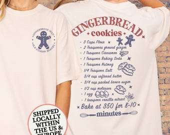 Retro Gingerbread Cookies Shirt, Comfort Colors® Christmas baking Tee, Vintage Bakery T-Shirt, Holiday Baking Gifts