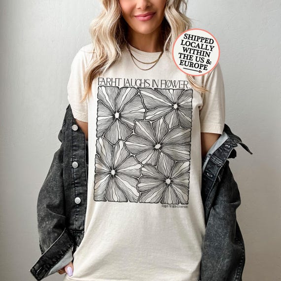 Matisse inspired boho floral t-shirt with flowers quote, art nouveau botanical lover tee, line art shirt, poetry and book lover gift