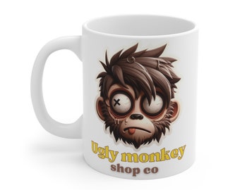 Mug ugly monkey shop co, mug à café/thé, mug à café/thé drôle, cadeau pour amis, mug de bureau, cadeau pour elle, cadeau pour lui