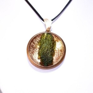 Genuine Moldavite necklace with certificate - 925 plated by god silver - authentic moldavite pendant - Tektite healing crystal - czech moldavite