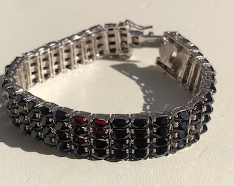 Czech Garnet Bracelet: Sterling Silver Almandine Red Gemstone Jewelry