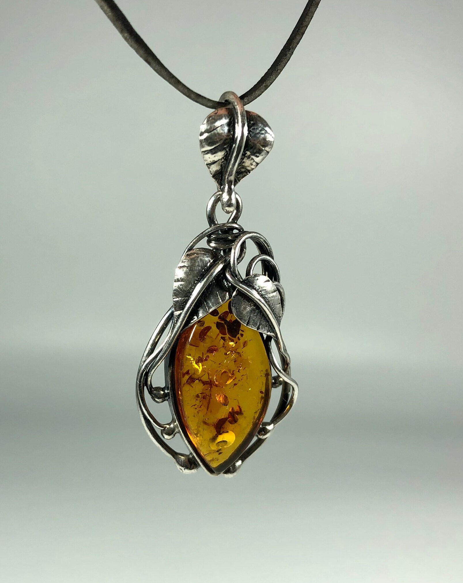 Artisana-Schmuck Colgante De ámbar (sin Cadena), Engarzado En Plata De 