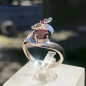 Granat Blume Ring: Sterling Silber Almandine Schmuck