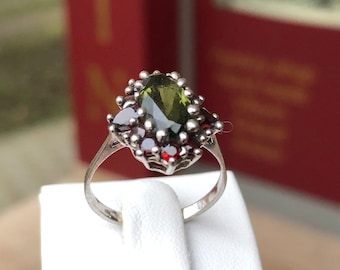 Handgemachter echter Moldavit Ring / Frauenringe / reine Ringe / Moldavit Schmuck / Echter Moldavin / Glücksstein Schmuck