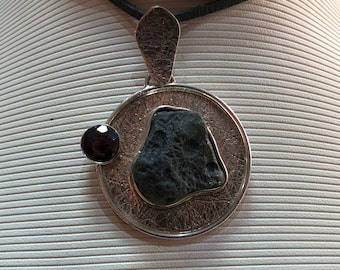 Natural Moldavite Rough pendant 100% Natural With Certified Gemstone From Czech Republic 925 Sterling Silver Handmade Designer Jewelry