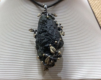 Genuine Moldavite Rough pendant 100% Natural With Certified Gemstone From Czech Republic 925 Sterling Silver Handmade Designer Jewelry