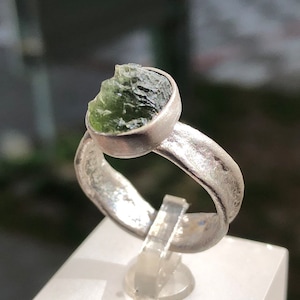 Handmade Moldavite Ring: 925 Sterling Silver Jewelry